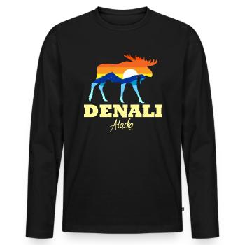 Denali Nationalpark Moose Denali Alaska Denali - Männer Premium Bio Langarmshirt - Schwarz - Vorne - Nico (187cm)
