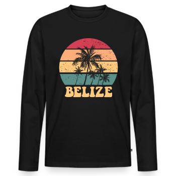 Belize Retro Sunset stolze Belizean Belize Urlaub - Männer Premium Bio Langarmshirt - Schwarz - Vorne - Nico (187cm)