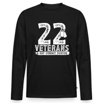 22 Veteranen pro Tag Veteran Selbstmordbewusstsein - Männer Premium Bio Langarmshirt - Schwarz - Vorne - Nico (187cm)