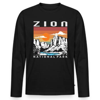 Zion Nationalpark Retro Utah Zion Nationalpark - Männer Premium Bio Langarmshirt - Schwarz - Vorne - Nico (187cm)