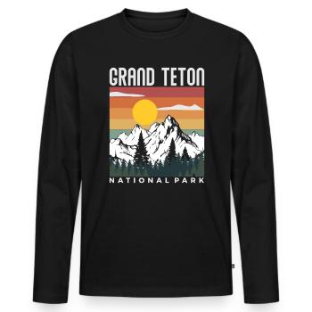 Grand Teton National Park Retro Besuchen Sie Grand - Männer Premium Bio Langarmshirt - Schwarz - Vorne - Nico (187cm)