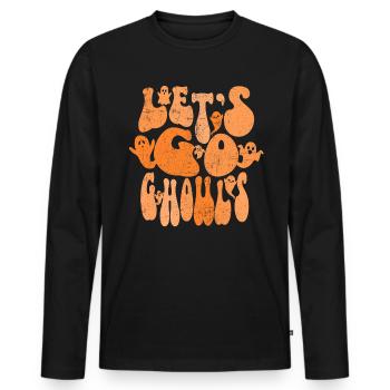 Lass uns Ghuls lustige Retro Halloween Girls gehen - Männer Premium Bio Langarmshirt - Schwarz - Vorne - Nico (187cm)