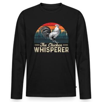 Le poulet Whisperer Vintage Urban Farmhouse poulet - T-shirt manches longues Premium bio Homme - noir - Devant - Nico (187cm)