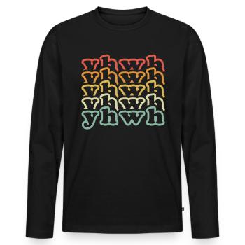 Yahweh Retro Retro Christian Faith Believer Hebrew - Men's Premium Organic Long Sleeve Shirt - black - Front - Nico (187cm)