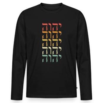 Yahweh Retro Retro Christian Faith Believer Hebrew - Men's Premium Organic Long Sleeve Shirt - black - Front - Nico (187cm)