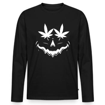 Unkraut Halloween Kürbis Weed Kostüm Marihuana - Männer Premium Bio Langarmshirt - Schwarz - Vorne - Nico (187cm)