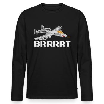 A-10 Warthog Brrrrt Funny A10 Warthog Brrrrt - Männer Premium Bio Langarmshirt - Schwarz - Vorne - Nico (187cm)