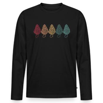 Morchel Pilz Retro Pilzjäger Morcheln - Männer Premium Bio Langarmshirt - Schwarz - Vorne - Nico (187cm)
