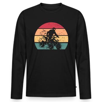 Quad 4 Retro Sunset Quad Biker Vintage Geschenk AT - Männer Premium Bio Langarmshirt - Schwarz - Vorne - Nico (187cm)