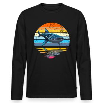 Walhai Retro Sunset Rettung die Walhaie - Männer Premium Bio Langarmshirt - Schwarz - Vorne - Nico (187cm)