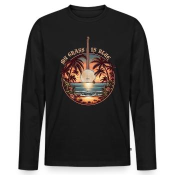 Mein Gras ist Blue Banjo Retro Sunset Bluegrassmei - Männer Premium Bio Langarmshirt - Schwarz - Vorne - Nico (187cm)