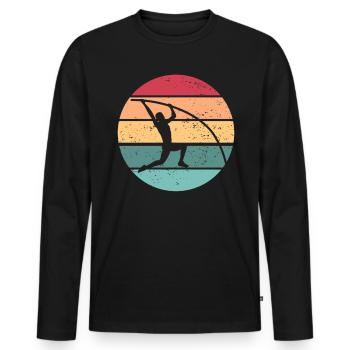 Stabhochsprung Retro Stabhochsprung Stabhochsprung - Männer Premium Bio Langarmshirt - Schwarz - Vorne - Nico (187cm)