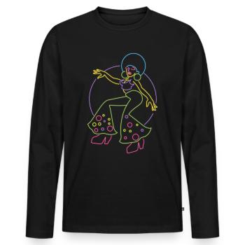 Soul Sista Retro Discokugel Vintage Disco Damen - Männer Premium Bio Langarmshirt - Schwarz - Vorne - Nico (187cm)