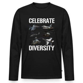 Feiern Sie Vielfalt, Hubschrauber, Jets, Militär - Männer Premium Bio Langarmshirt - Schwarz - Vorne - Nico (187cm)