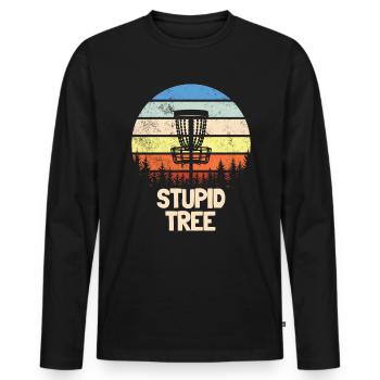 Dummer Baum-Discgolf-Retro lustiger Discgolf-Spiel - Männer Premium Bio Langarmshirt - Schwarz - Vorne - Nico (187cm)
