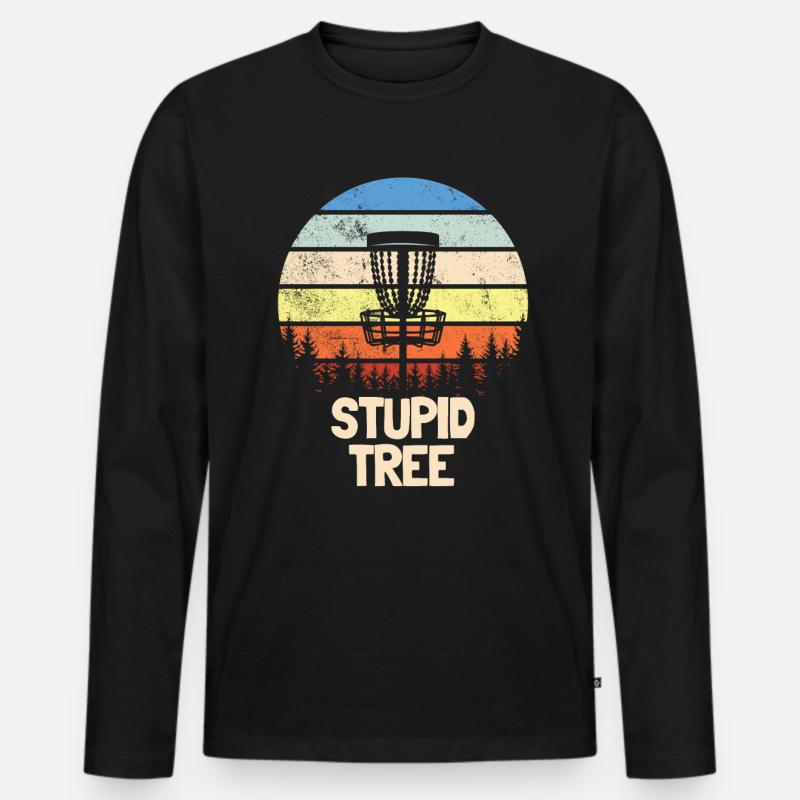 Dummer Baum-Discgolf-Retro lustiger Discgolf-Spiel - Männer Premium Bio Langarmshirt - Schwarz