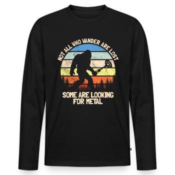 Nicht alle, die wandern, sind verloren. Retro-Meta - Männer Premium Bio Langarmshirt - Schwarz - Vorne - Nico (187cm)
