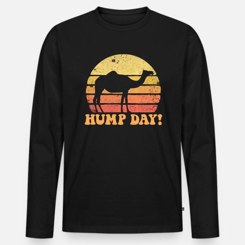 Buckeltag Retro Sonnenuntergang Kamelbuckeltag - Männer Premium Bio Langarmshirt - Schwarz