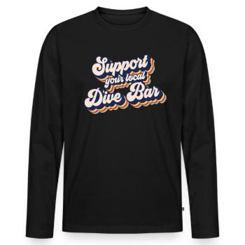 Unterstützen Sie Ihre lokale Kneipe. Lustige Retro - Männer Premium Bio Langarmshirt - Schwarz - Vorne - Nico (187cm)