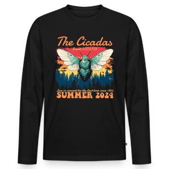 Die Cicadas Reunion Tour Sommer 2024 Damen Herren - Männer Premium Bio Langarmshirt - Schwarz - Vorne - Nico (187cm)