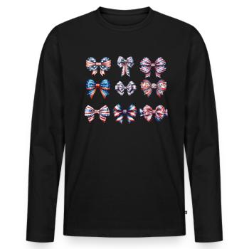 Schleifen zum 4. Juli. Schleifen zum 4. Juli. Schl - Männer Premium Bio Langarmshirt - Schwarz - Vorne - Nico (187cm)