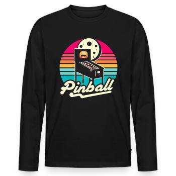 Pinball Retro Pinball Lover Pinball Arcade Gam - Men's Premium Organic Long Sleeve Shirt - black - Front - Nico (187cm)