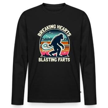 Brechende Herzen sprengen Fürze Valentine Bigfoot - Männer Premium Bio Langarmshirt - Schwarz - Vorne - Nico (187cm)