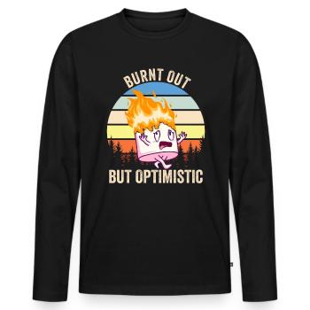 Ausgebrannt, aber optimistisch beim Marshmallow-Ca - Männer Premium Bio Langarmshirt - Schwarz - Vorne - Nico (187cm)