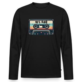 90er R&B Kassette Vintage Kassette 90er R&B - Männer Premium Bio Langarmshirt - Schwarz - Vorne - Nico (187cm)