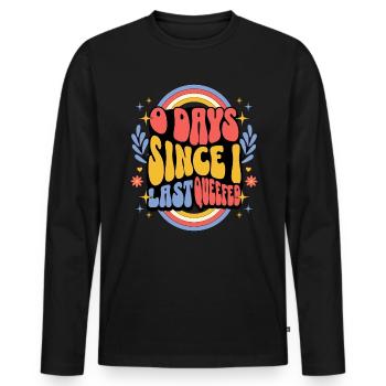 Null Tage, seit ich Frauen peinlich gemacht habe - Männer Premium Bio Langarmshirt - Schwarz - Vorne - Nico (187cm)