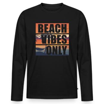 Ambiance de plage uniquement Rétro Plage Vacances Surf Plage - T-shirt manches longues Premium bio Homme - noir - Devant - Nico (187cm)
