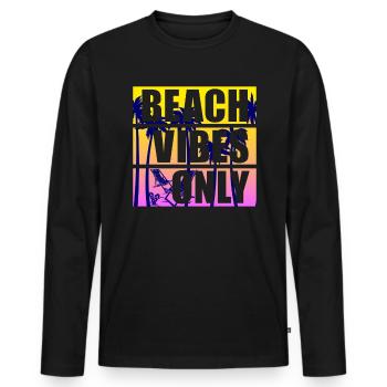 Ambiance de plage uniquement Rétro Plage Vacances Surf Plage - T-shirt manches longues Premium bio Homme - noir - Devant - Nico (187cm)