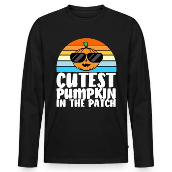La citrouille la plus mignonne dans un carré pour les enfants et les tout-petits - T-shirt manches longues Premium bio Homme - noir - Devant - Nico (187cm)