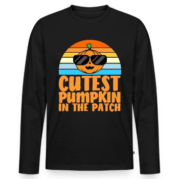 La citrouille la plus mignonne dans un carré pour les enfants et les tout-petits - T-shirt manches longues Premium bio Homme - noir - Devant - Nico (187cm)