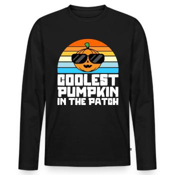 Citrouille la plus cool dans le patch Enfants Garçons Halloween - T-shirt manches longues Premium bio Homme - noir - Devant - Nico (187cm)