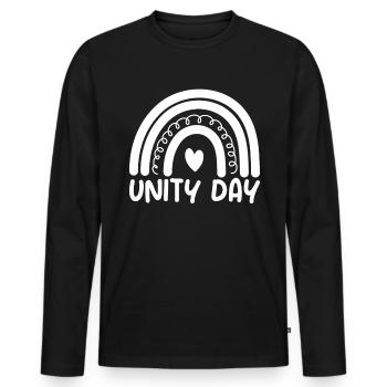 Tag der Einheit Stoppt Mobbing Freundlichkeit ist - Männer Premium Bio Langarmshirt - Schwarz - Vorne - Nico (187cm)