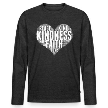 Amabilité Nuage de mots Soyez amical, sto - T-shirt manches longues Premium bio Homme - anthracite chiné - Devant - Nico (187cm)