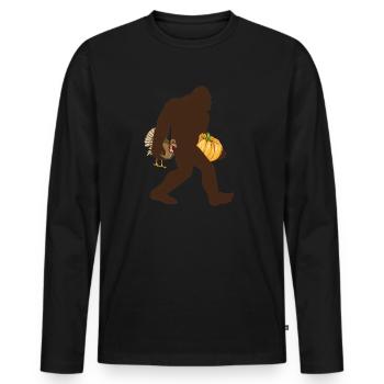 Bigfoot Thanksgiving Joyeux Thanksgiving Bigfoot - T-shirt manches longues Premium bio Homme - noir - Devant - Nico (187cm)