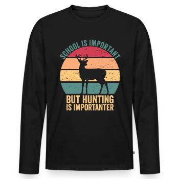 Schule ist wichtig. Jagen ist wichtiger. Jagen - Männer Premium Bio Langarmshirt - Schwarz - Vorne - Nico (187cm)