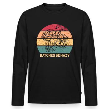 Chargen Be Hazy Hops Retro Sunset IPA BraubierHerr - Männer Premium Bio Langarmshirt - Schwarz - Vorne - Nico (187cm)