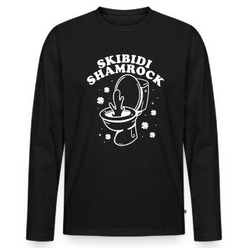 Skibidi Kleeblatt Skibidi Toilette St. Patrick's D - Männer Premium Bio Langarmshirt - Schwarz - Vorne - Nico (187cm)