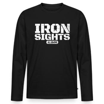 Iron Sights Alumni Vétéran militaire Adresse au tir - T-shirt manches longues Premium bio Homme - noir - Devant - Nico (187cm)