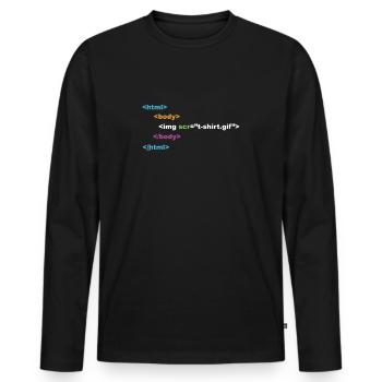 programmeur html ordinateur nerd - T-shirt manches longues Premium bio Homme - noir - Devant - Nico (187cm)