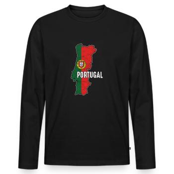Patriotic Portugal Flag Portuguese Patriotism - Men's Premium Organic Long Sleeve Shirt - black - Front - Nico (187cm)