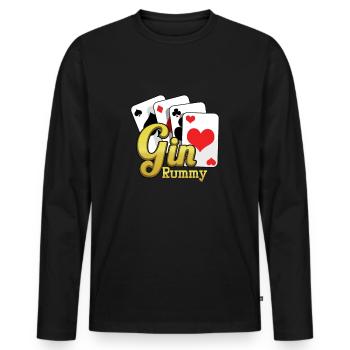 Cartes Gin Rummy Jeu TwoPlayer Card French Cards - T-shirt manches longues Premium bio Homme - noir - Devant - Nico (187cm)