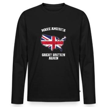 Make America Great Britain Again Drapeau britannique - T-shirt manches longues Premium bio Homme - noir - Devant - Nico (187cm)