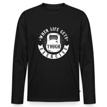 When Life Gets Tough Exercise Dumbbell Exercising - Men's Premium Organic Long Sleeve Shirt - black - Front - Nico (187cm)