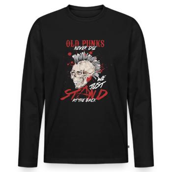 Old Punk Never Die Lustige Metalcore Rock Musik - Männer Premium Bio Langarmshirt - Schwarz - Vorne - Nico (187cm)
