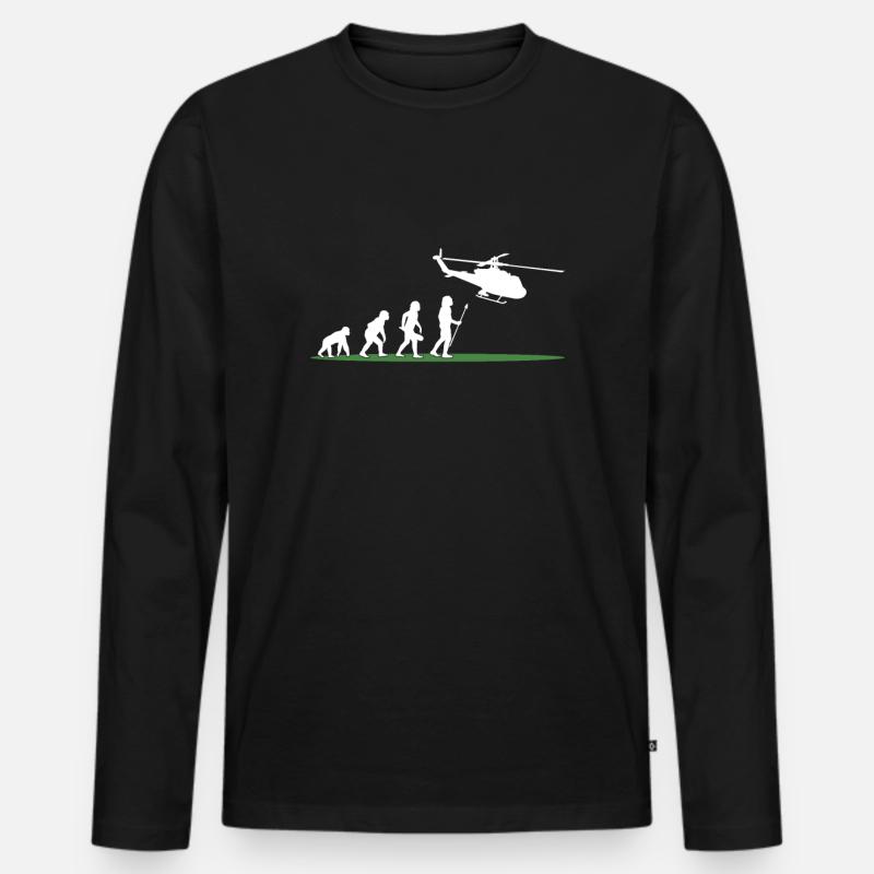 Hubschrauber Hubschrauber Hubschrauberlandeplatz - Männer Premium Bio Langarmshirt - Schwarz