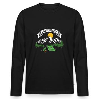 Campfire Drinking Campers Travel Traveling Nature - Men's Premium Organic Long Sleeve Shirt - black - Front - Nico (187cm)